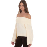 LUCY IN THE SKY CREAM OFF SHOULDER SWEATER