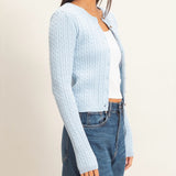 MEET IN THE MIDDLE BLUE LIGHTWEIGHT KNIT CARDIGAN