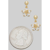 KAMMIE RHINESTONE FLOWER DROP EARRINGS