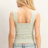 EVERYONES FAVORITE SAGE GREEN PATTERNED TANK TOP
