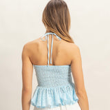 LOOK FOR YOU LIGHT BLUE EYELET TOP