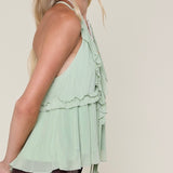 BETTER BELIEVE SAGE RUFFLE TANK TOP