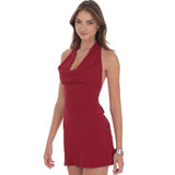 LUCY IN THE SKY RED COWL NECK MINI DRESS