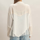 BEIGE PATCHWORK LIGHTWEIGHT SHACKET