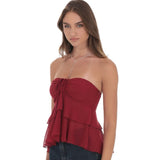 LUCY IN THE SKY RED STRAPLESS TOP