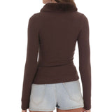 LUCY IN THE SKY BROWN FAUX FUR CUFF ZIP UP