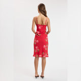 WHEN IM WITH YOU RED FLORAL MIDI DRESS