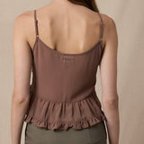 TONGUE TIED BROWN FRONT TIE TANK TOP