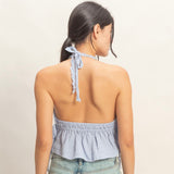 DUSTY BLUE WOVEN TANK TOP