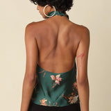 EVERGREEN FLORAL HALTER TOP