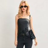 IM GOING BLACK LACE TRIM STRAPLESS TOP