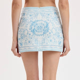BLUE PATTERNED MINI SKORT