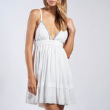 NOT PLAYING GAMES WHITE LACE TRIM MINI DRESS