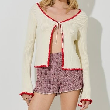 KNOW YOU WELL CREAM FRONT TIE KNIT TOP