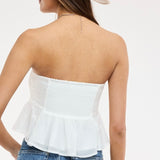 FESTIVAL SEASON WHITE LACE STRAPLESS TOP