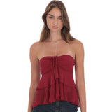 LUCY IN THE SKY RED STRAPLESS TOP