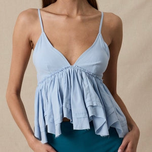 ALWAYS FIRST BLUE RUFFLE TANK TOP