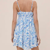 REMEMBER IT LATER BLUE PATTERNED MINI DRESS
