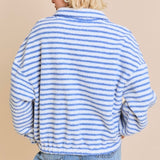 BABY ITS COLD OUTSIDE STRIPED SHERPA QUARTER ZIP JACKET