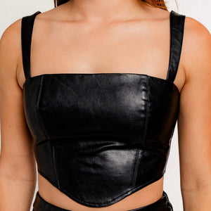 GIRLS NIGHT FAUX LEATHER CORSET TOP