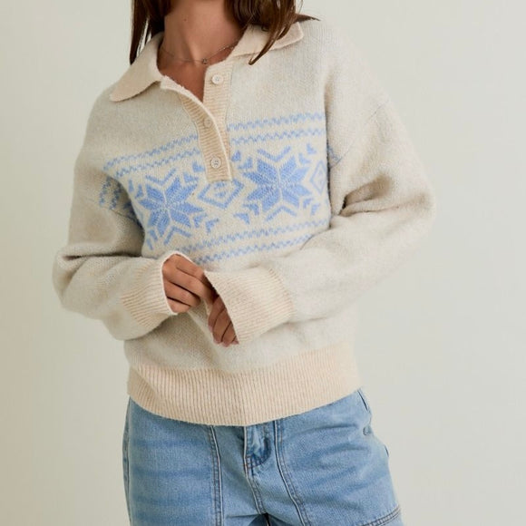 TIS THE SEASON SNOWFLAKE KNIT SWEATER
