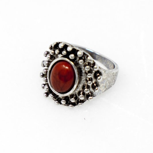 GEMMA SILVER RED SEMI PRECIOUS STONE RING