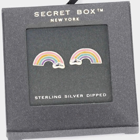 STERLING SILVER RAINBOW STUD EARRINGS