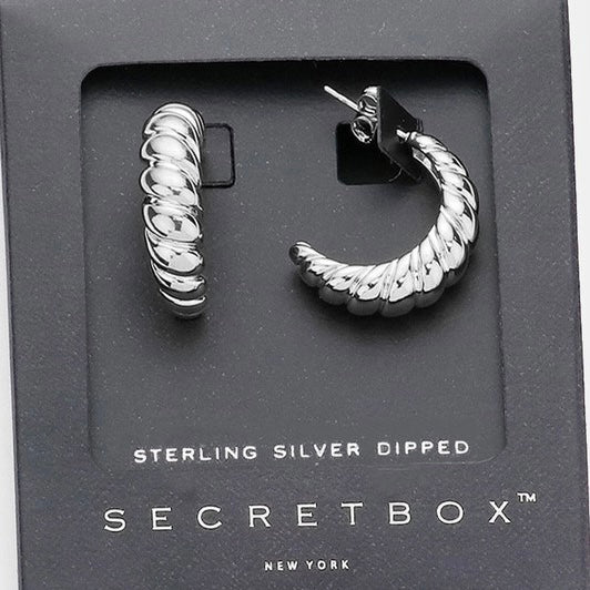 STERLING SILVER TWISTED HOOP EARRINGS