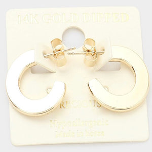 14K GOLD FLAT HOOP EARRINGS