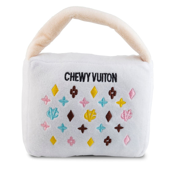 CHEWY VUITON WHITE PURSE LARGE DOG TOY