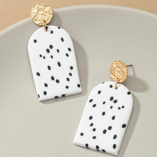 DANA WHITE POLYMER SPOTTED DROP EARRINGS