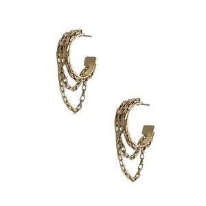 EVERLY GOLD CHAINLINK DANGLE HOOP EARRINGS