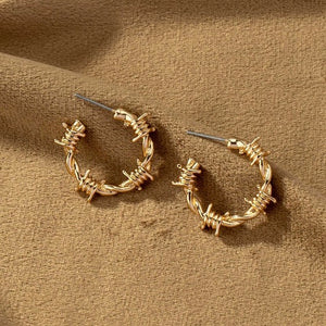 GIORGIA GOLD BARBED WIRE HOOP EARRINGS