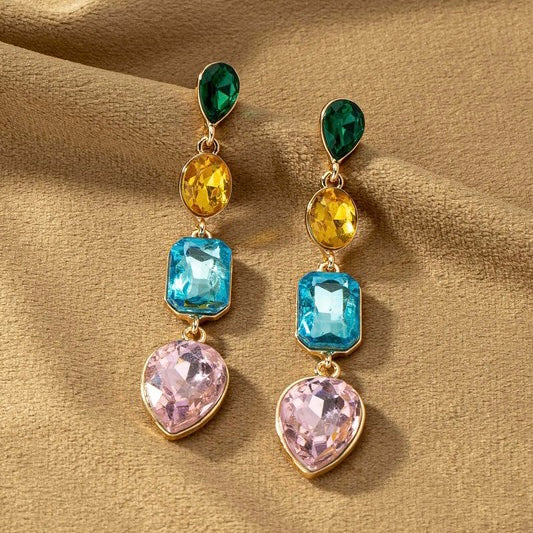TERRY MULTI COLOR RHINESTONE DROP EARRINGS