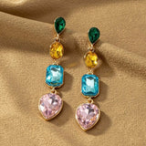 TERRY MULTI COLOR RHINESTONE DROP EARRINGS