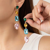 TERRY MULTI COLOR RHINESTONE DROP EARRINGS