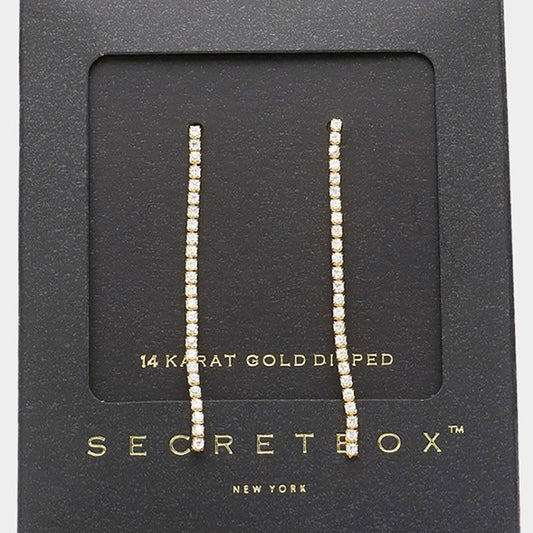 14K GOLD RHINESTONE DROP EARRINGS
