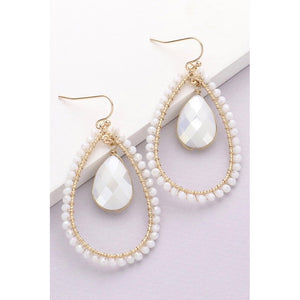 JENI WHITE BEADED DROP EARRINGS