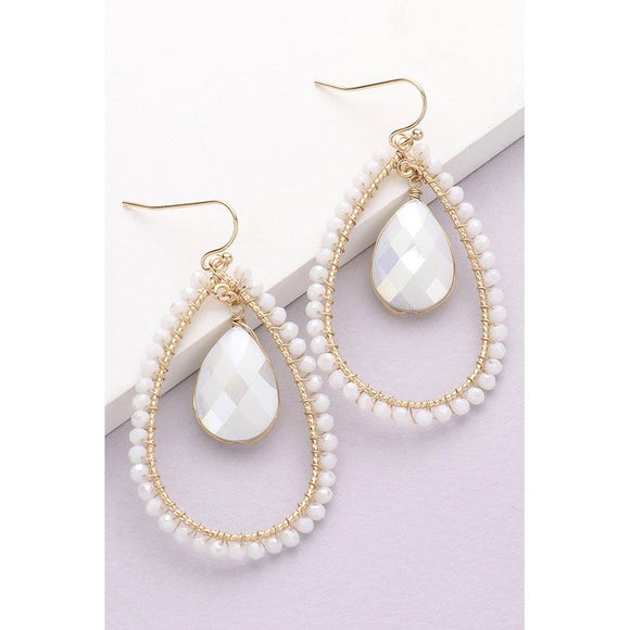 JENI WHITE BEADED DROP EARRINGS