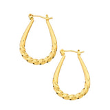 14K GOLD TWISTED OVAL HOOP EARRINGS