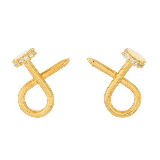 GOLD DIPPED CURVED NAIL STUD EARRINGS