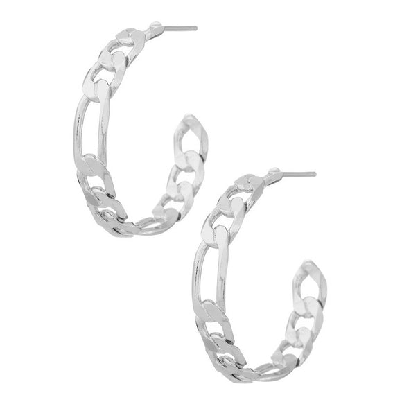 DARIA SILVER CHAINLINK HOOP EARRINGS