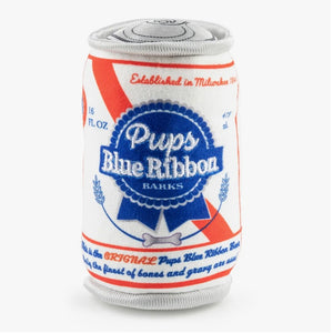 PUPS BLUE RIBBON BEER CAN DOG TOY