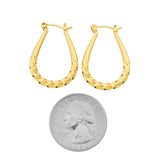 14K GOLD TWISTED OVAL HOOP EARRINGS