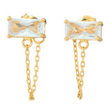 14K GOLD RHINESTONE CHAIN HOOP EARRINGS