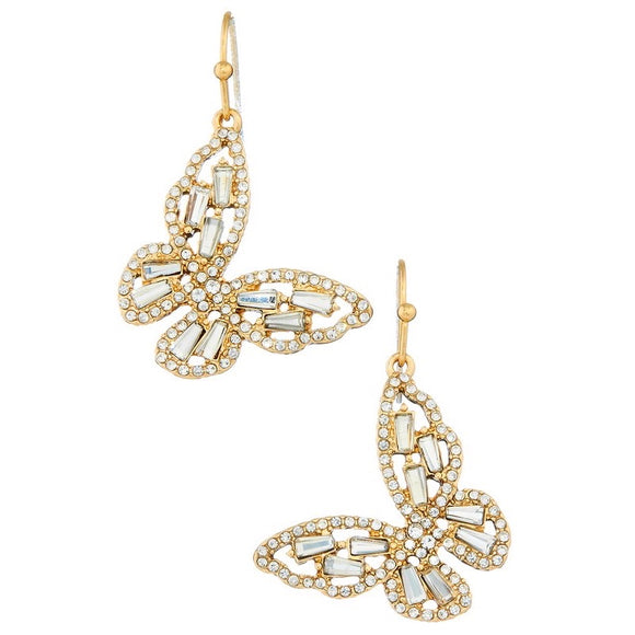 EMILY GOLD RHINESTONE BUTTERFLY DROP EARRINGS