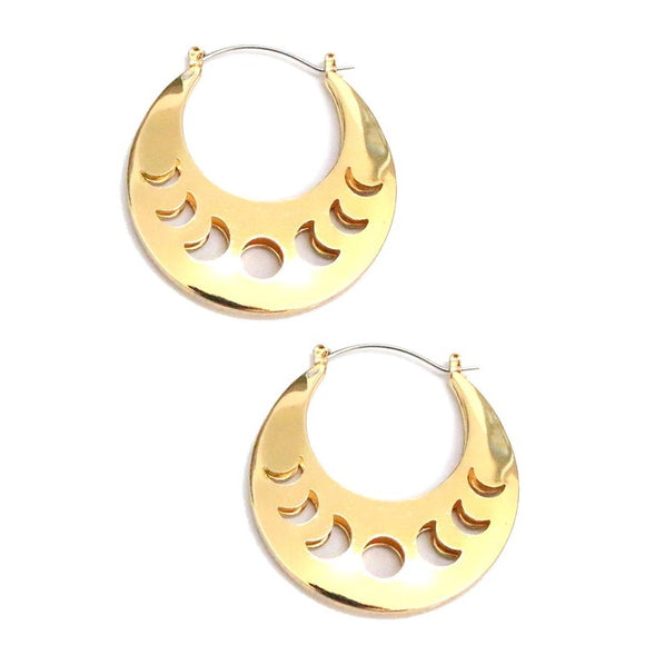 NIKKI CUT OUT MOON HOOP EARRINGS